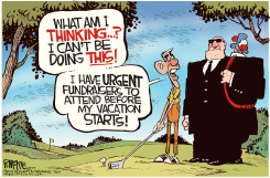OBAMA GOLFS  by Rick McKee