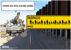 LETRERO DE DESPACIO NIñOS CRUZANDO FRONTERA  by R.J. Matson