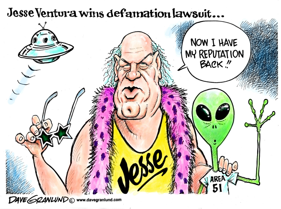  JESSE VENTURA WINS DEFAMATION SUIT by Dave Granlund