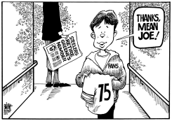 STEELERS RETIRE MEAN JOE'S NUMBER, B/W by Randy Bish