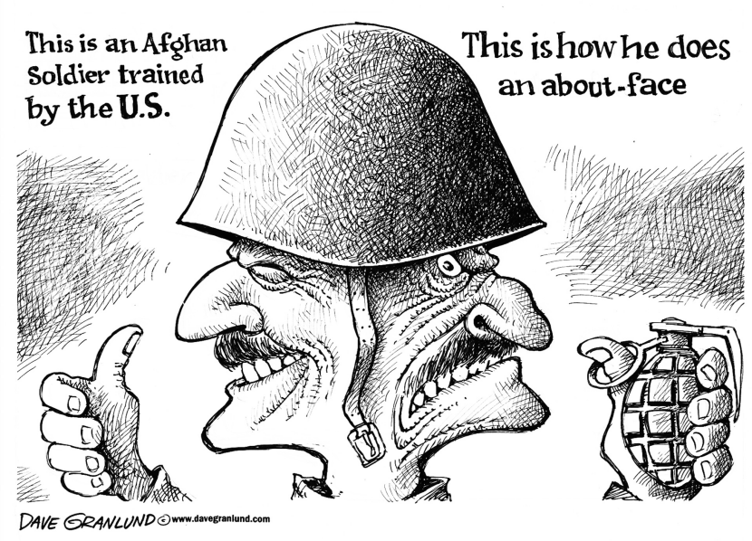 Afghan soldiers about-face