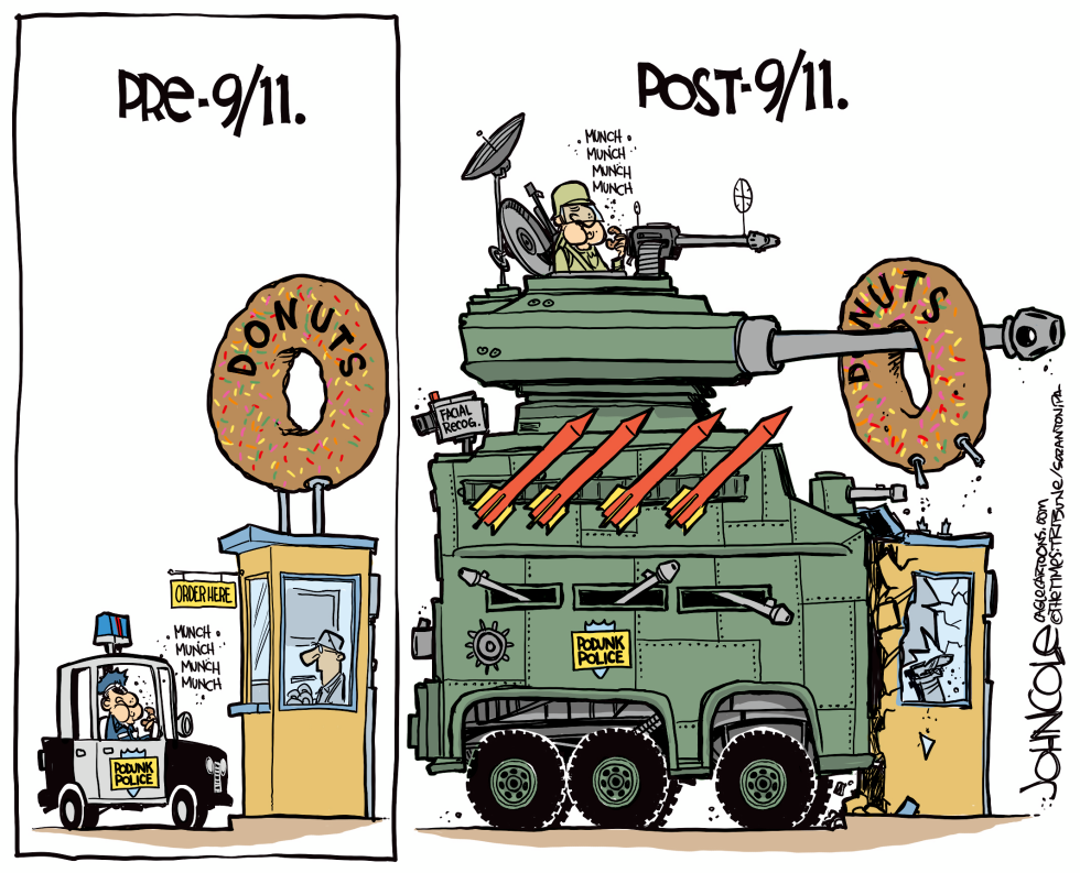 Militarized cops and donuts COLOR