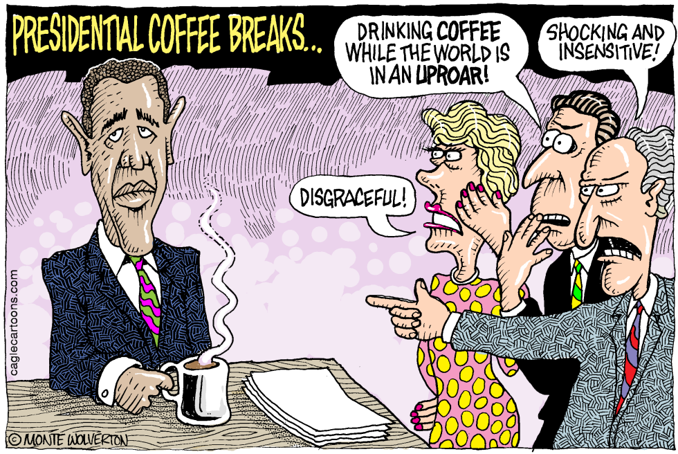 Obama Vacations and Coffee Breaks COLOR