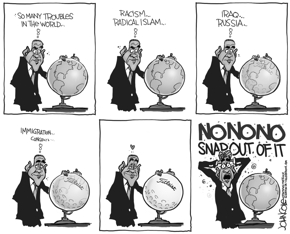 Obama and golf BW