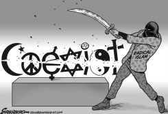 RADICAL ISLAM COEXISTING BW by Steve Greenberg