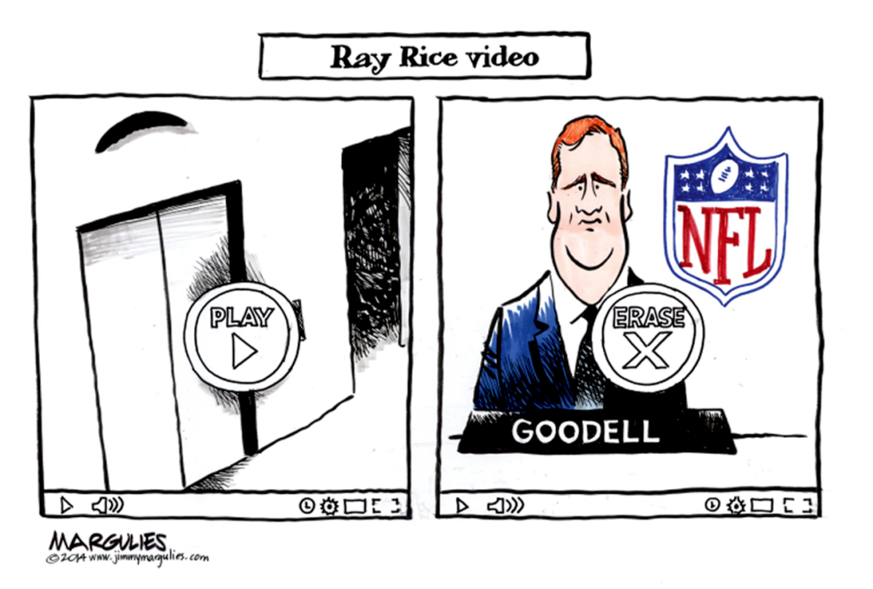 Goodell and the Ray Rice video color