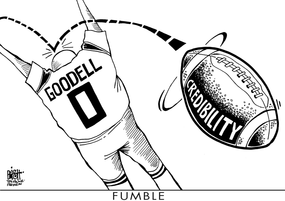 GOODELL FUMBLES, B/W