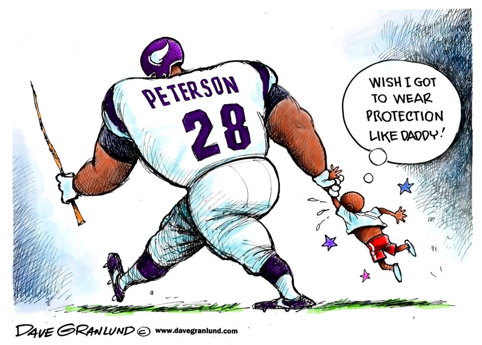  ADRIAN PETERSON ABUSE CHARGE by Dave Granlund