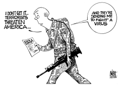 EBOLA OR ISIS, B/W by Randy Bish