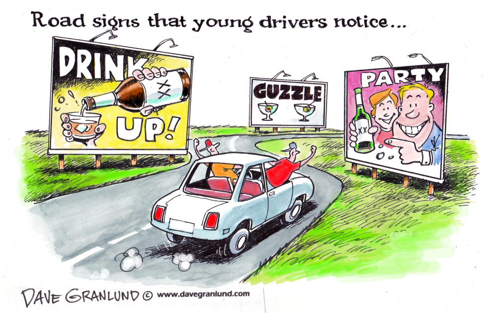  YOUNG DRIVERS AND ROAD SIGNS by Dave Granlund