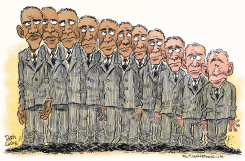 OBAMA TRANSFORMS INTO BUSH  by Daryl Cagle