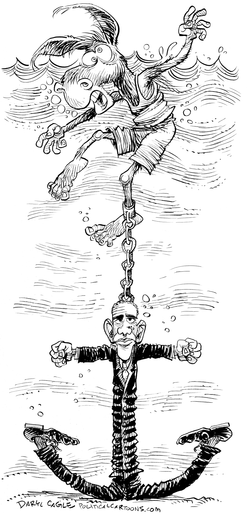  OBAMA HUNDIENDO A LOS DEMOCRATAS by Daryl Cagle