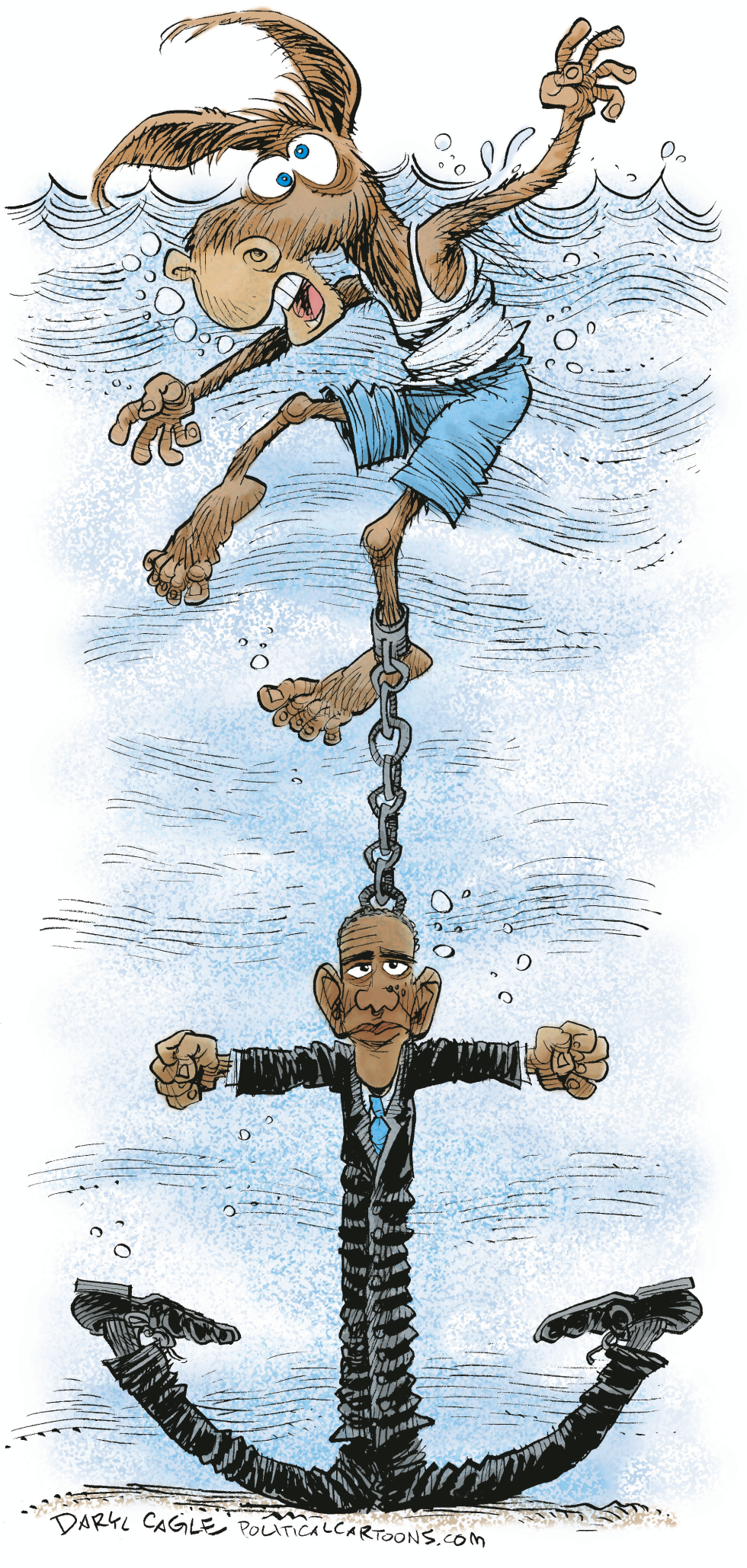  OBAMA HUNDIENDO A LOS DEMOCRATAS  by Daryl Cagle