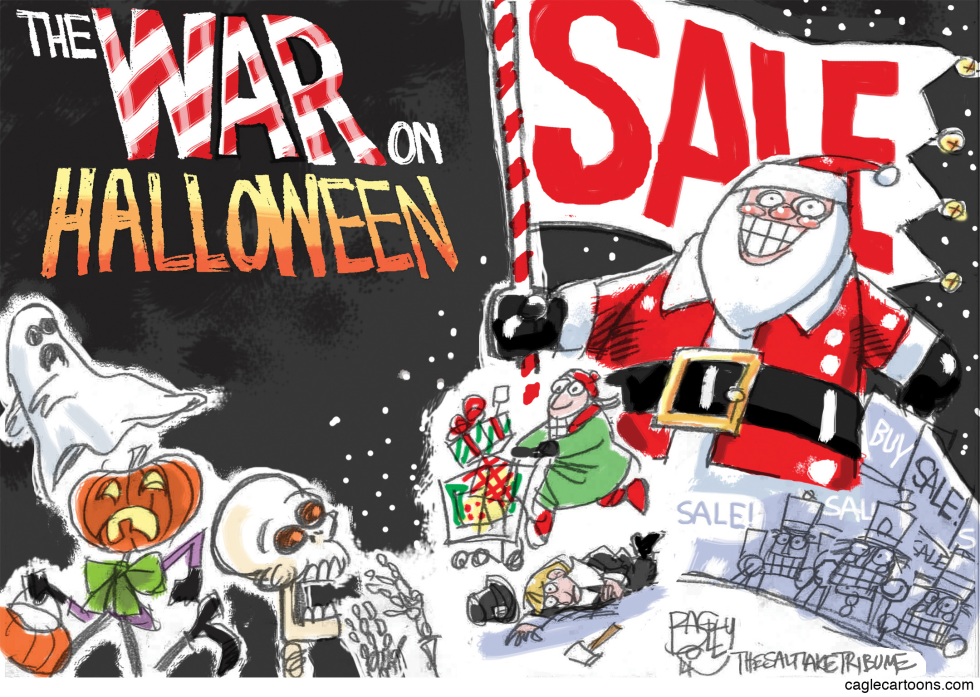 Santa Claus Pushes Christmas Sales Past Halloween Displays