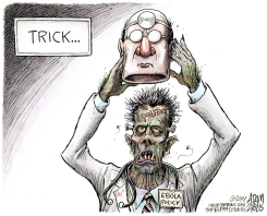 EBOLA POLICY UNMASKED  by Adam Zyglis