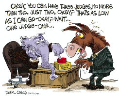 NUCLEAR FILIBUSTER BUTTON  by Daryl Cagle
