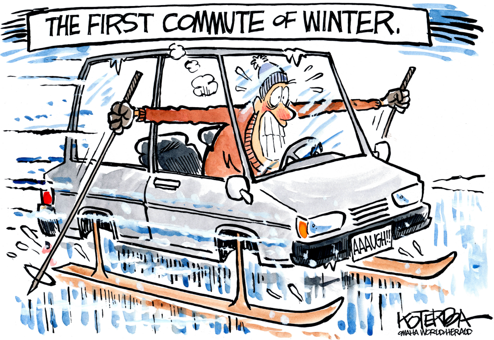  THE FIRST COMMUTE OF WINTER by Jeff Koterba