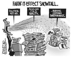 OBAMACARE SNOW JOB BW by John Cole