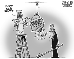 IMMIGRATION PIñATA BW by John Cole