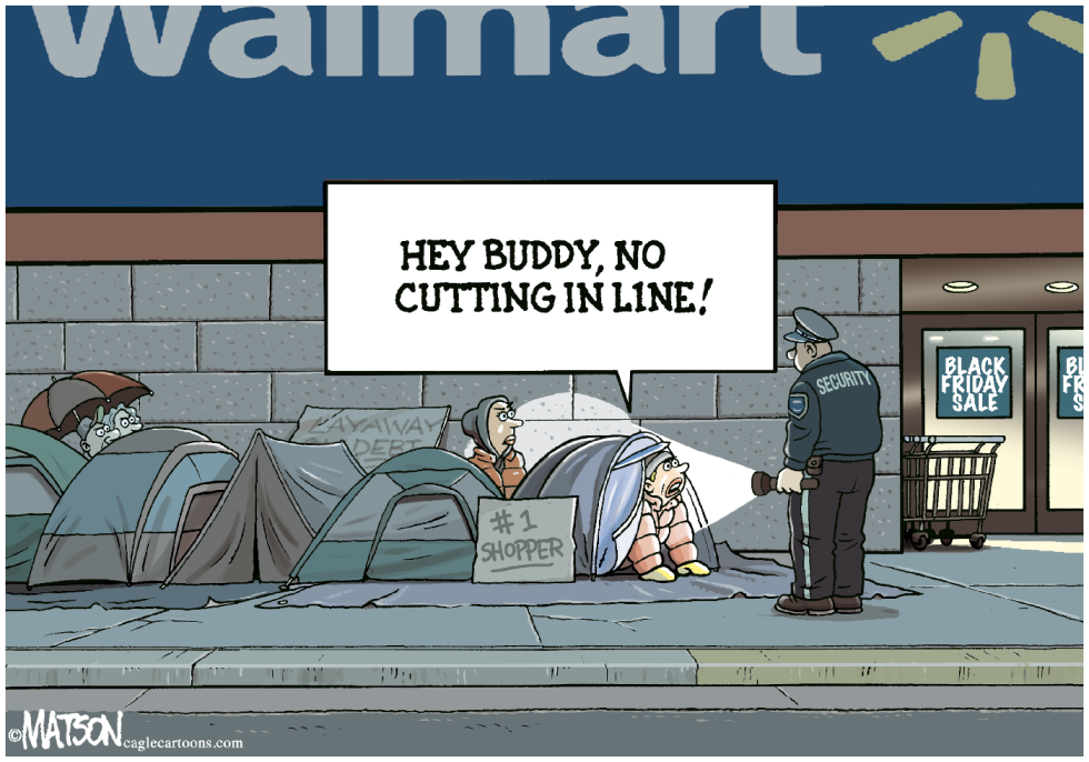 Black Friday Shoppers Camp In Line-COLOR
