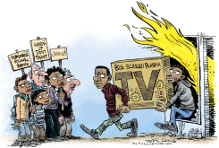 PROTESTERS AND OPPORTUNISTS  by Daryl Cagle