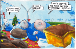 SCOTLAND AGAINST WINDFARMS CHRISTMAS CARTOON by Iain Green