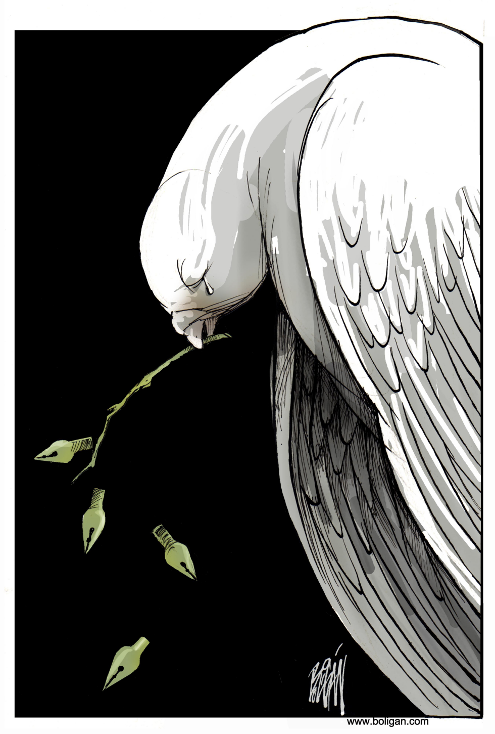 Peace Dove and Cartoonists Pen Nibs