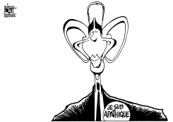FRANCE MARCHES WHILE AMERICA STAYS HOME, B/W by Randy Bish