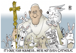 POPE FRANCIS AND RABBITS, by Randy Bish