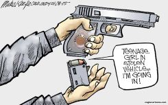 STOLEN VEHICLE  by Mike Keefe