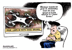 DRONE LANDS ON WHITE HOUSE GROUNDS  by Jimmy Margulies
