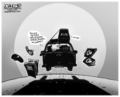 ROMNEY RIDES OFF BW by John Cole