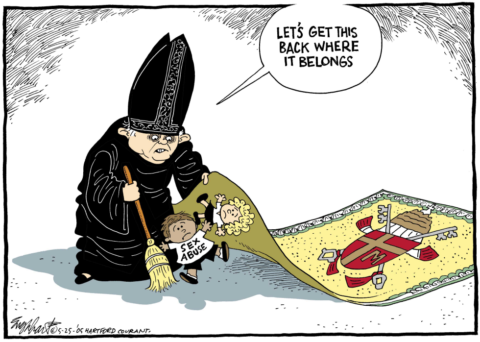  POPE COVERS UP by Bob Englehart