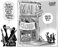 TERRORISTS AND MALLS BW by John Cole