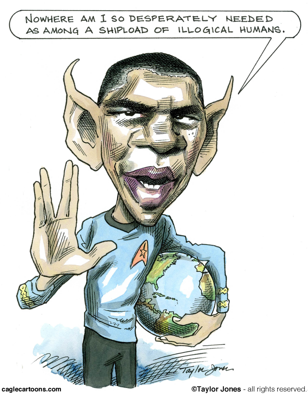 Obama salutes Spock - COLOR