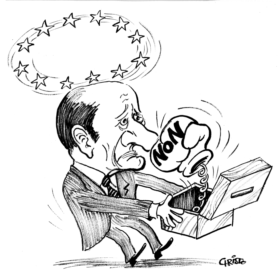Jacques Chirac and Ballot Box bw