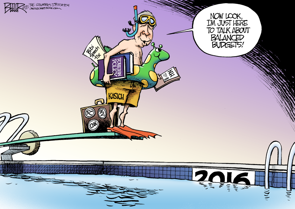  KASICH AT THE POOL by Nate Beeler