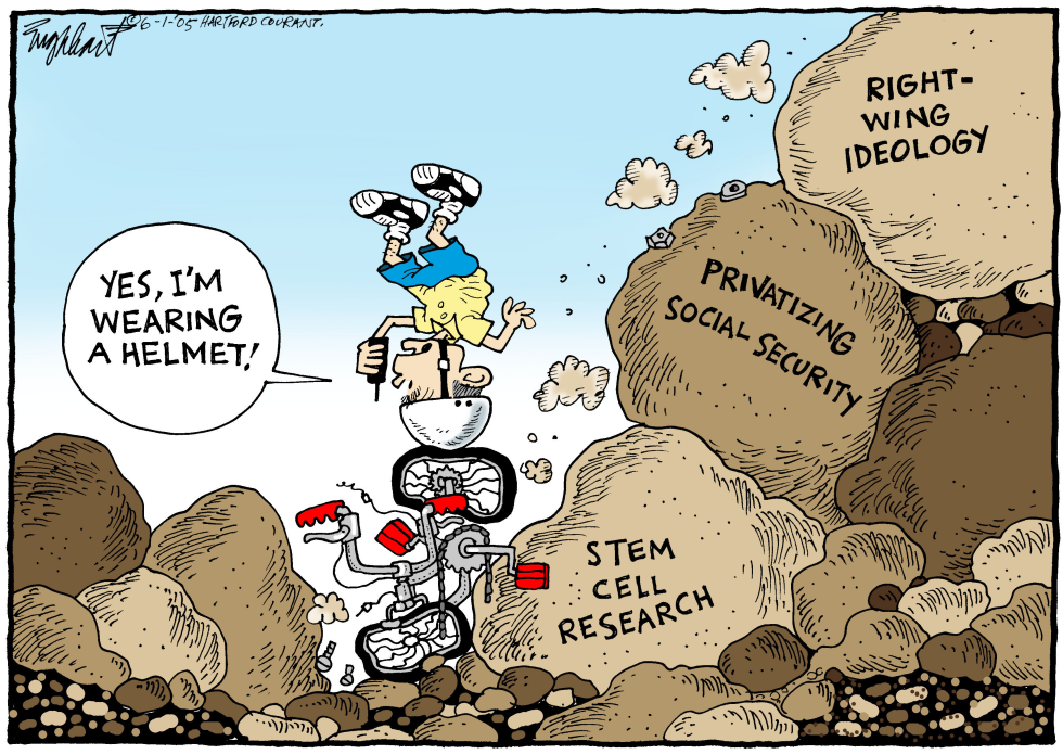  BUSH GOES DOWNHILL by Bob Englehart