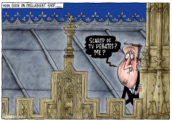 MAN SEEN ON TOP OF HOUSES OF PARLIAMENT by Brian Adcock
