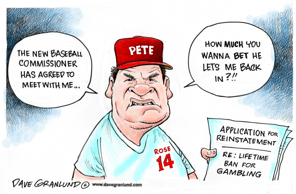  PETE ROSE APPLIES FOR RETURN by Dave Granlund