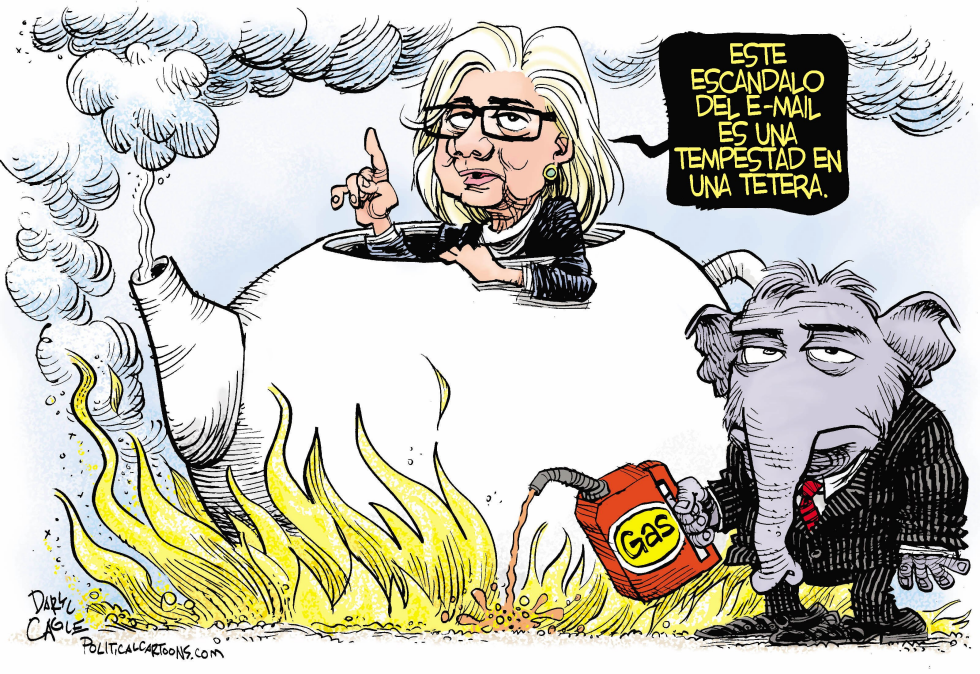  ESCANDALO DEL EMAIL DE HILLARY TEMPESTAD EN TETERA by Daryl Cagle