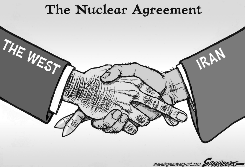 Nuclear deal handshake bw