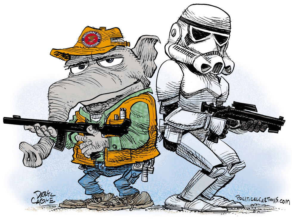 Cagle Column Illustration - NRA and Comic-Con COLOR