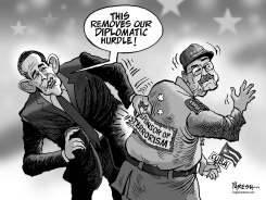 OBAMA, RAUL CASTRO MEET by Paresh Nath