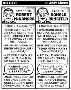 DONALD RUMSFELD VERSUS ROBERT MCNAMARA by Andy Singer