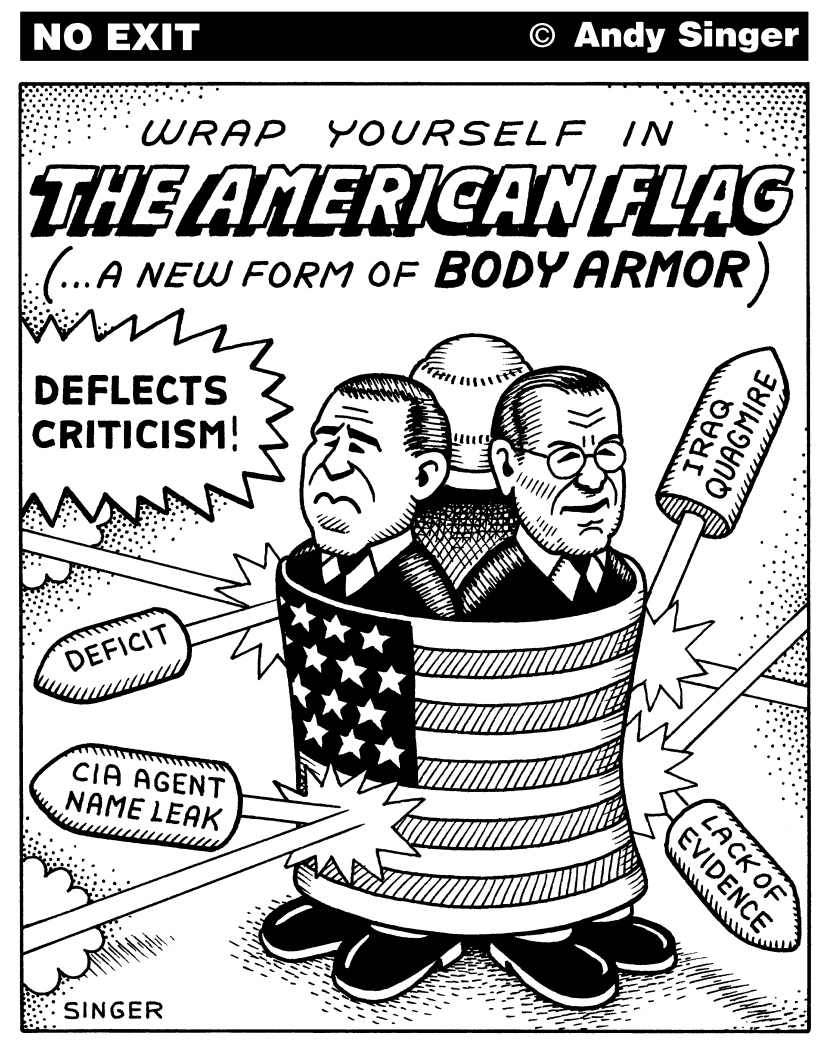 Bush uses flag as body armor