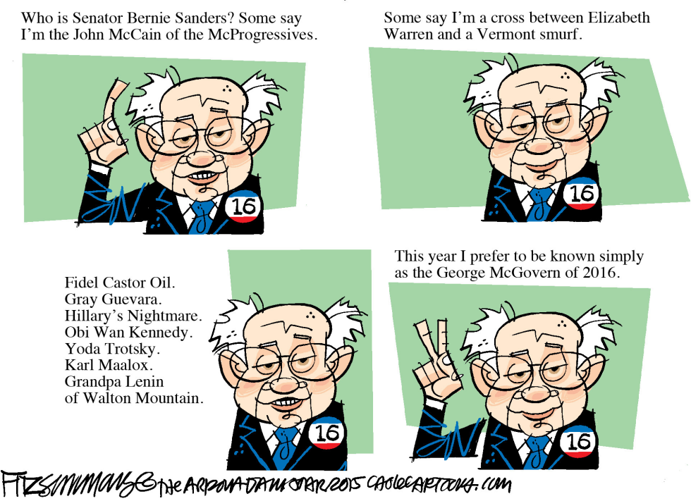  BERNIE SANDERS RUNS FOR PREZ by David Fitzsimmons