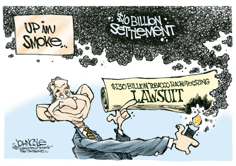 Tobacco suit up in smoke