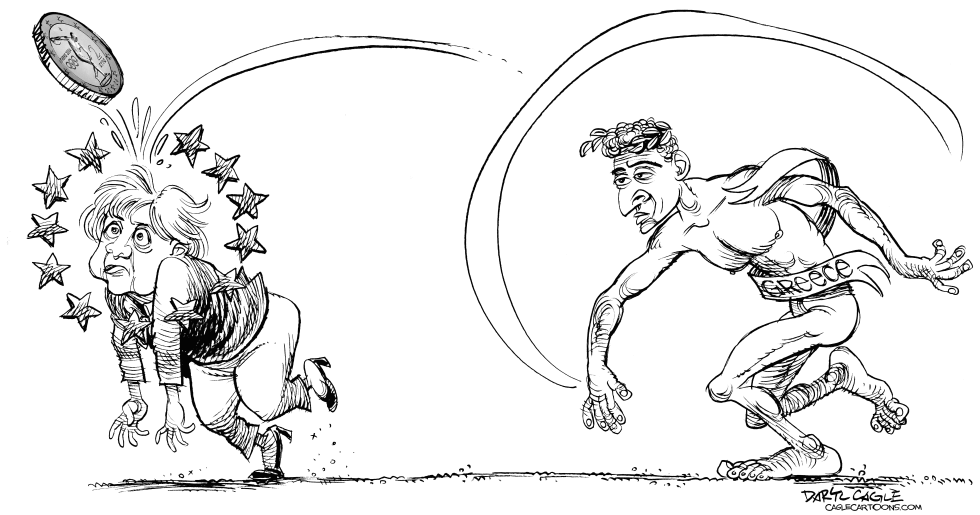  GREECE, MERKEL AND THE EURO  by Daryl Cagle