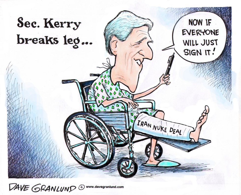  JOHN KERRY BREAKS LEG by Dave Granlund